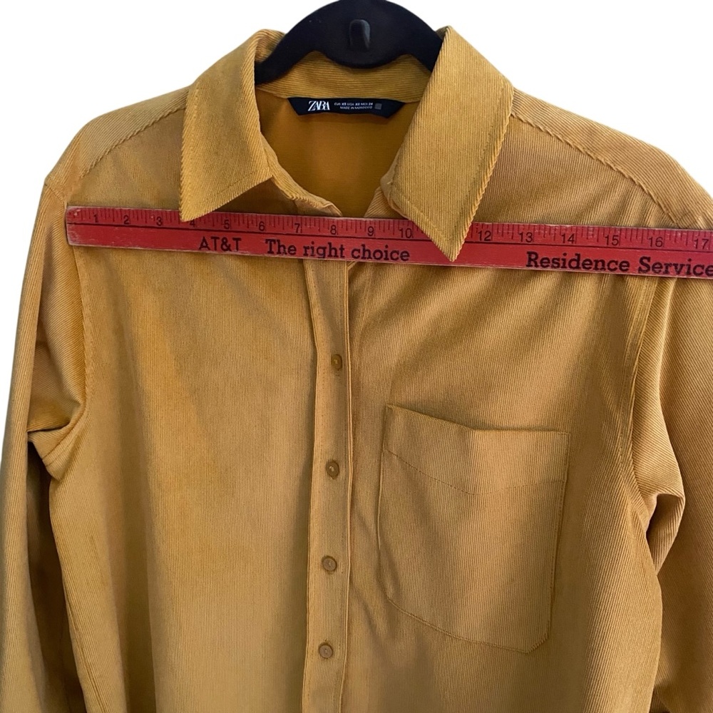 Zara Yellow Corduroy Button Down Collared Shirt - image 7